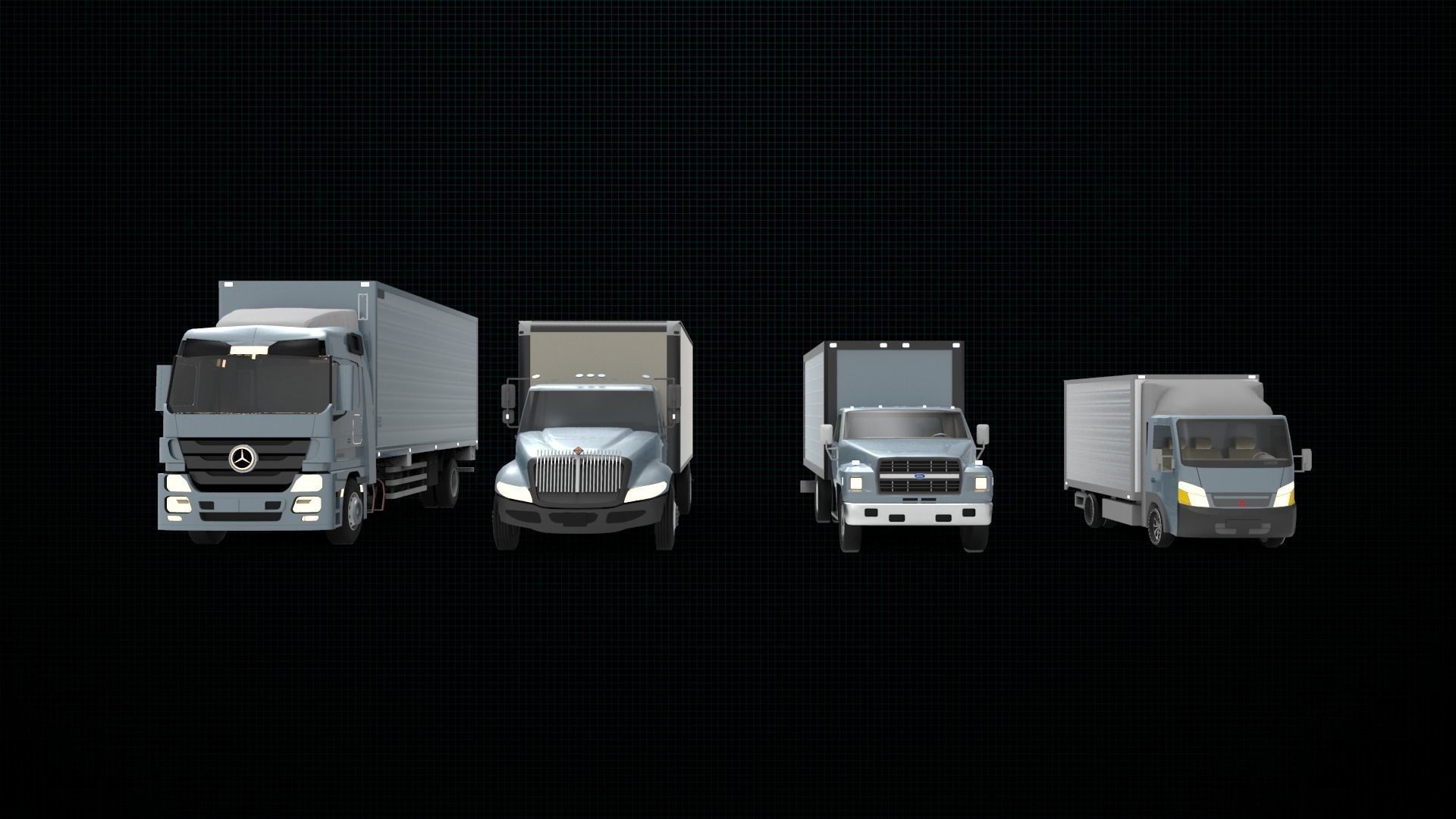 4 Variant box truck  3D model_1