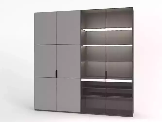 Wardrobe 3D model cabinet with glass doors