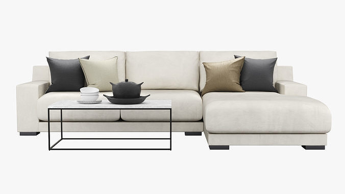 Dalton 2-Piece Chaise Corner Sofa Low-poly 3D model 3