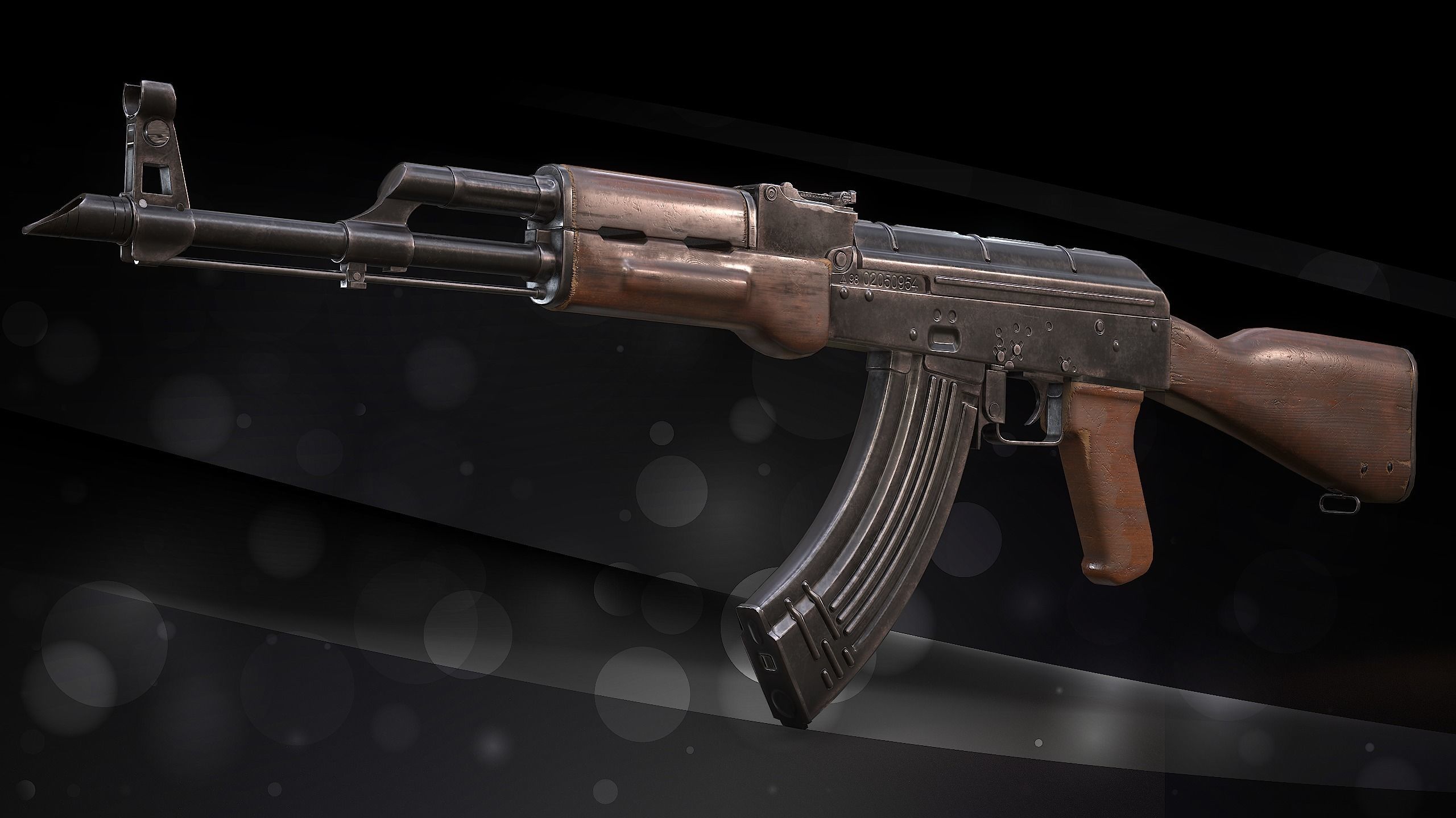 Akm assault-rifle Low-poly 3D model_4