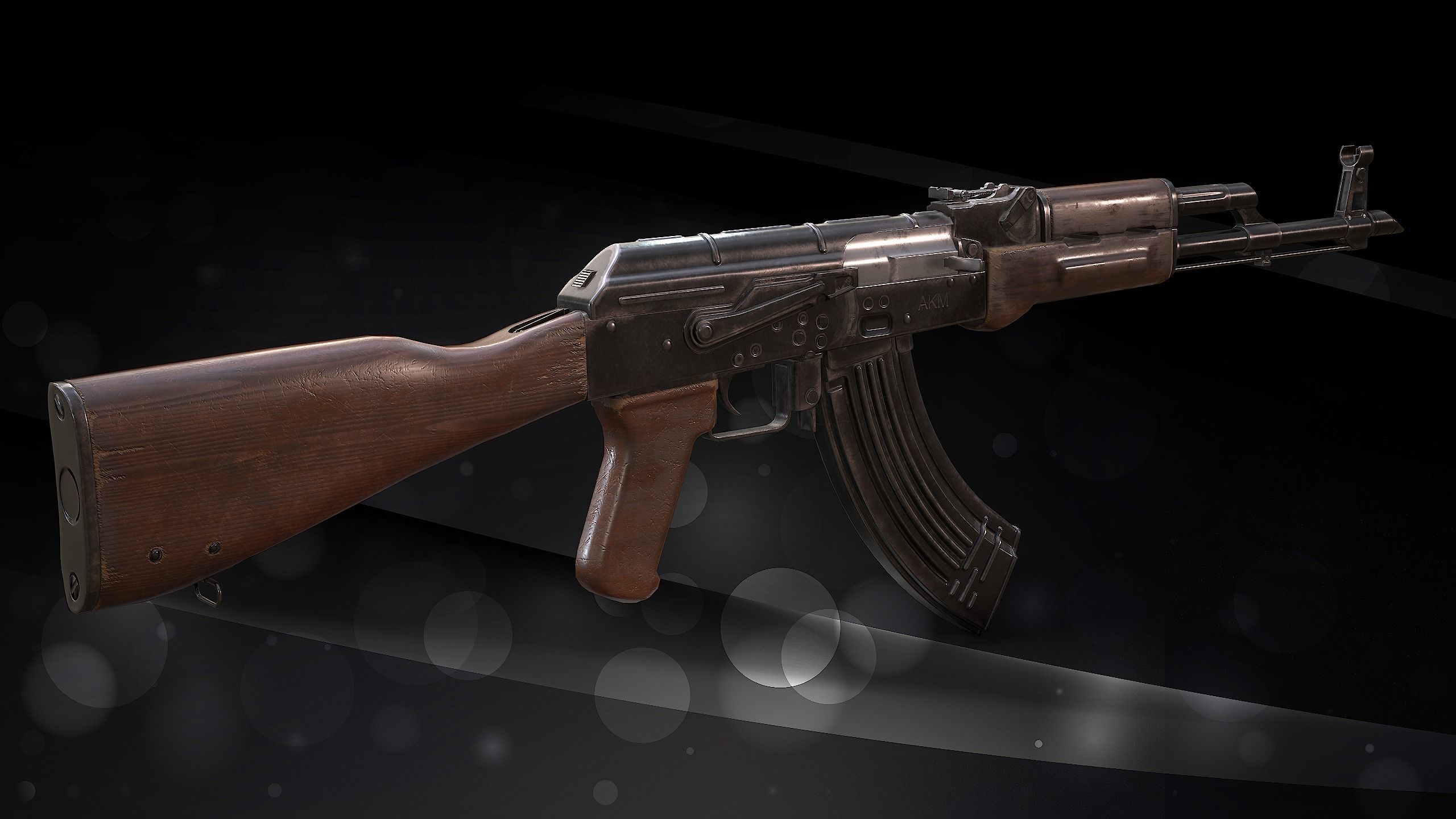 Akm assault-rifle Low-poly 3D model_3