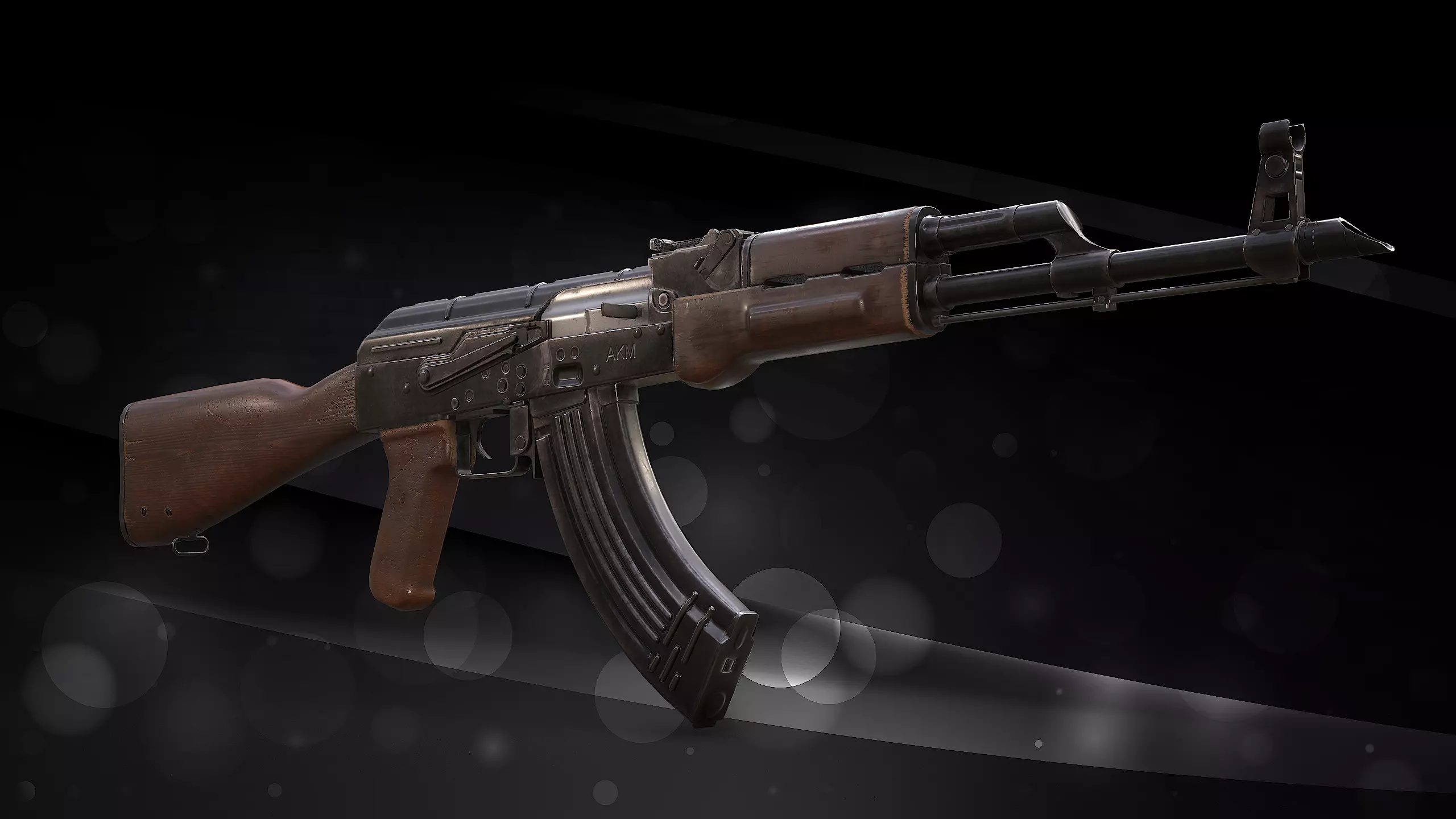 Akm assault-rifle Low-poly 3D model_0