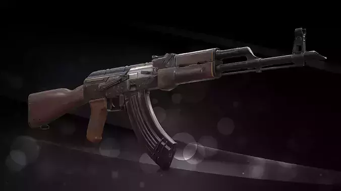 Akm assault-rifle Low-poly 3D model