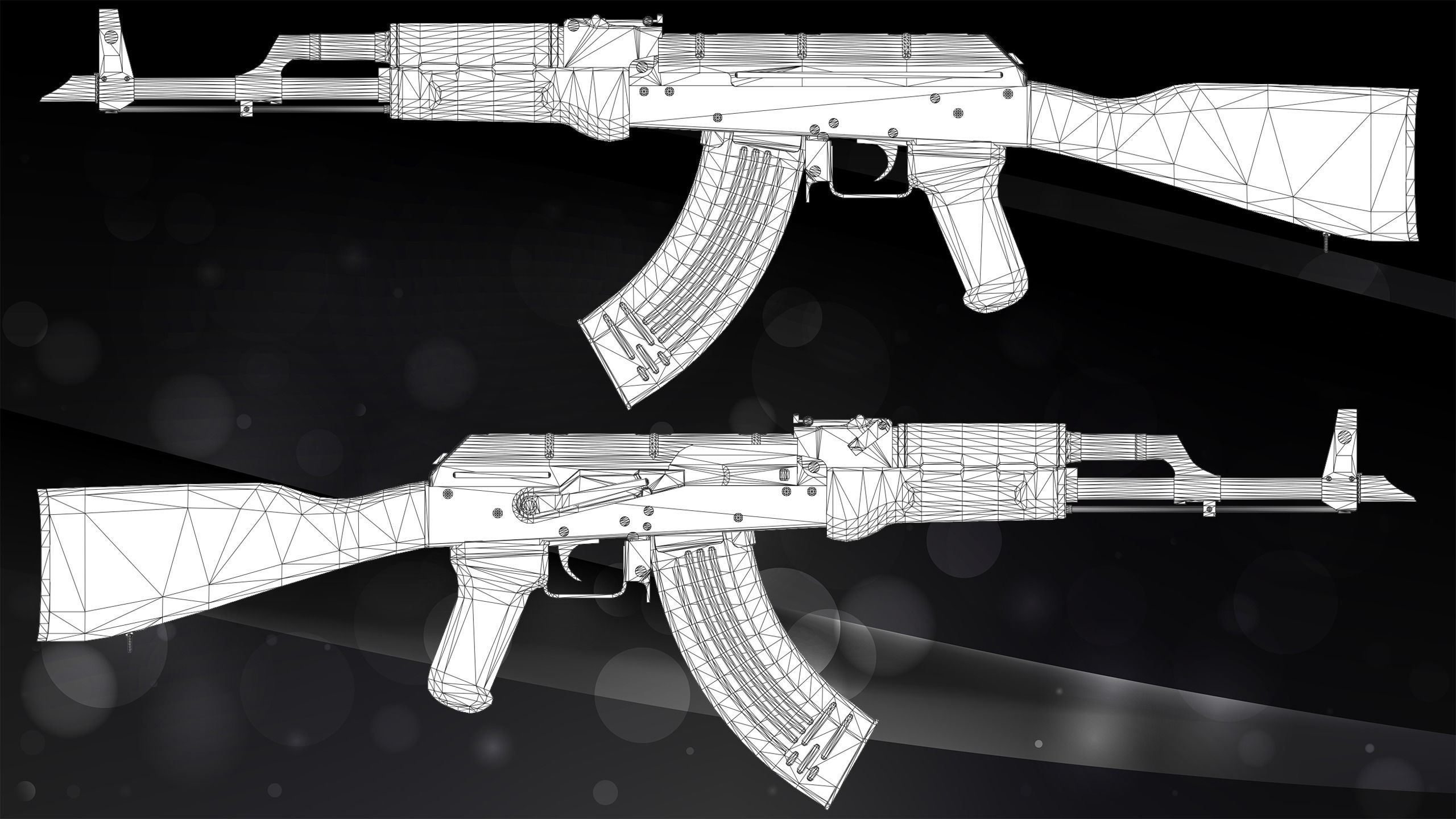 Akm assault-rifle Low-poly 3D model_6