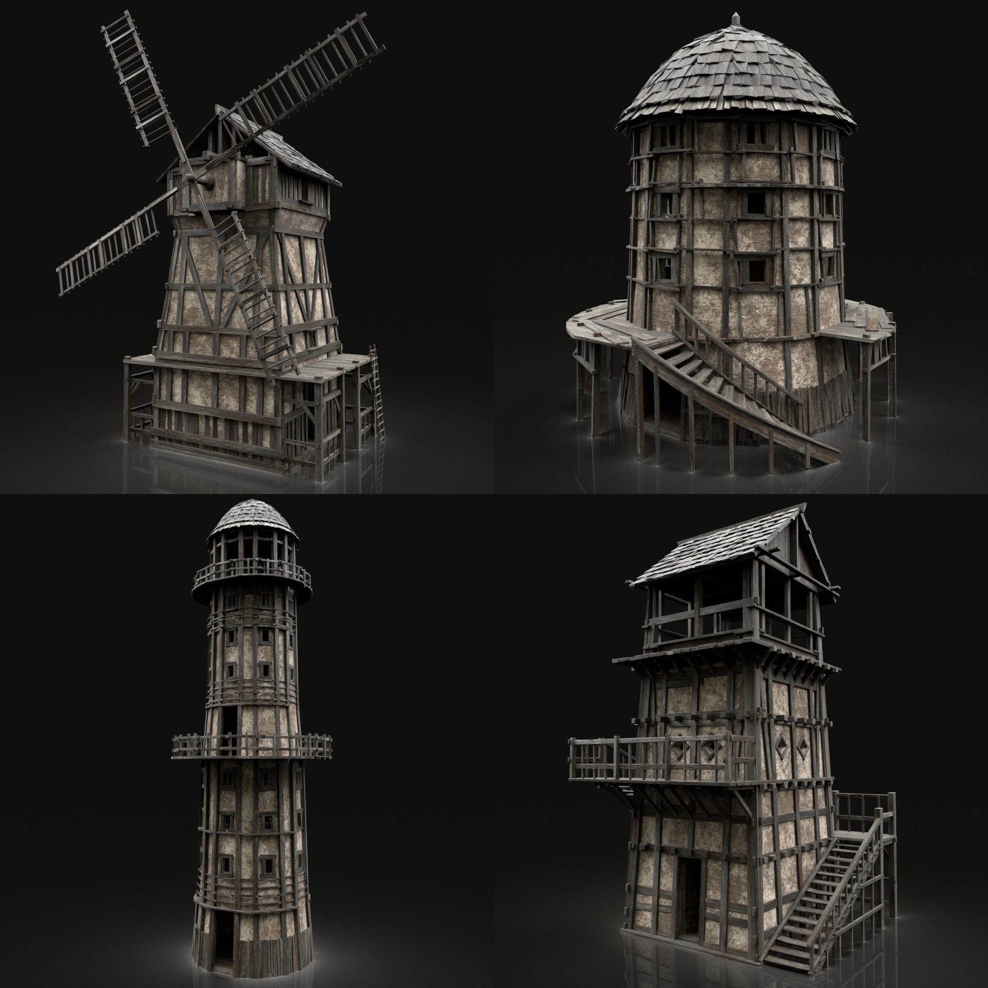 GREATEST MEDIEVAL BUILDER HOUSE INTERIOR WAR MACHINES PACK Low-poly 3D model_19