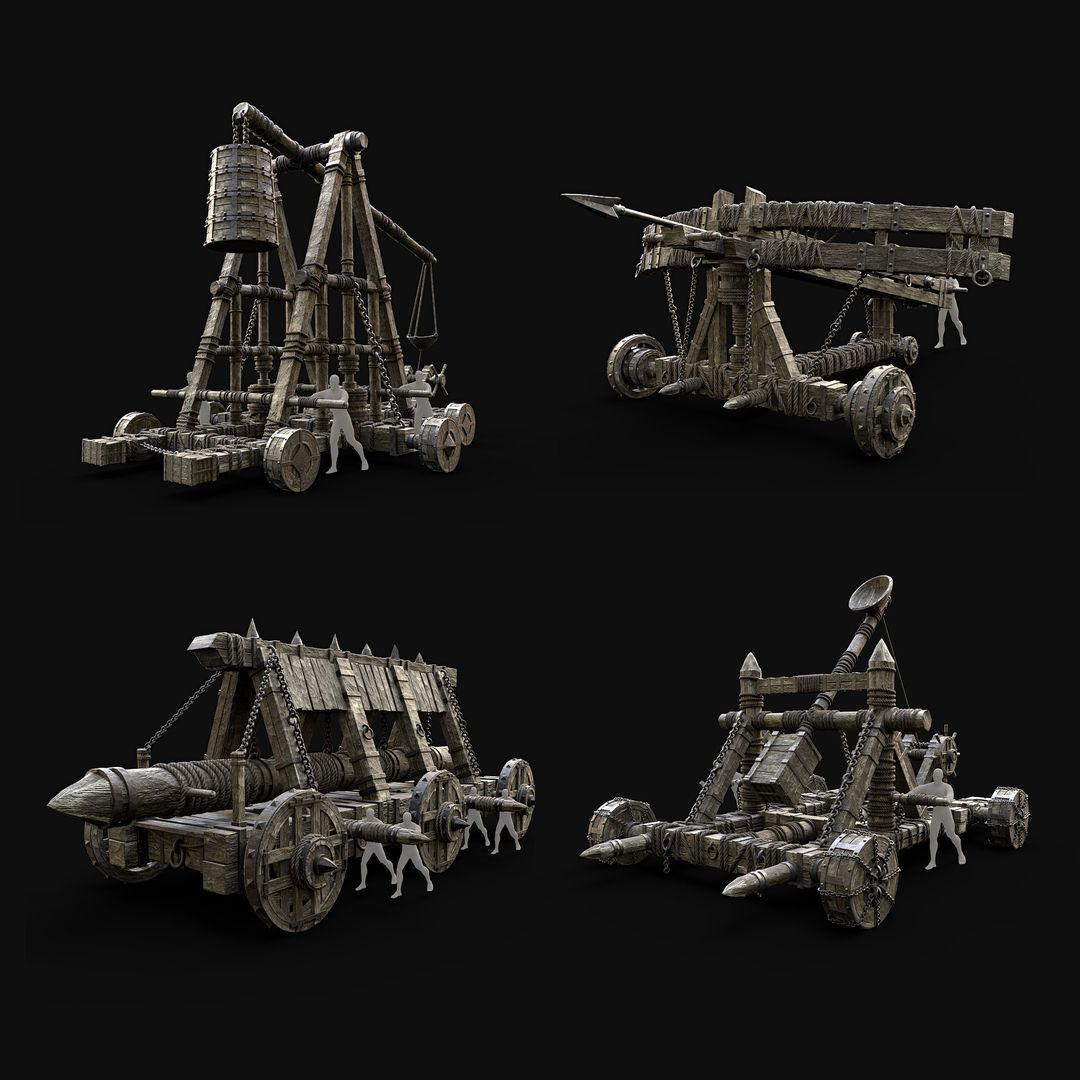 GREATEST MEDIEVAL BUILDER HOUSE INTERIOR WAR MACHINES PACK Low-poly 3D model_17