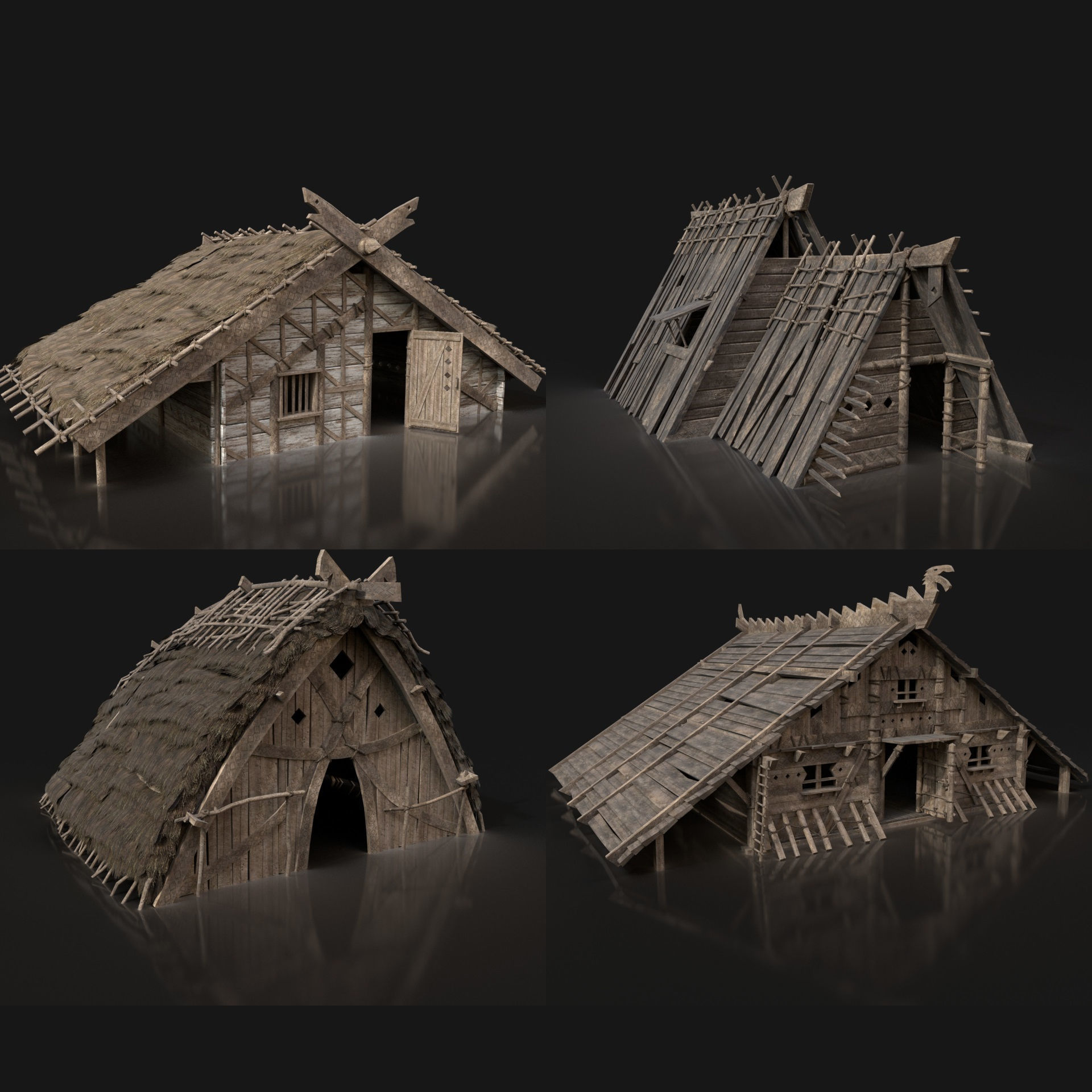 GREATEST MEDIEVAL BUILDER HOUSE INTERIOR WAR MACHINES PACK Low-poly 3D model_13