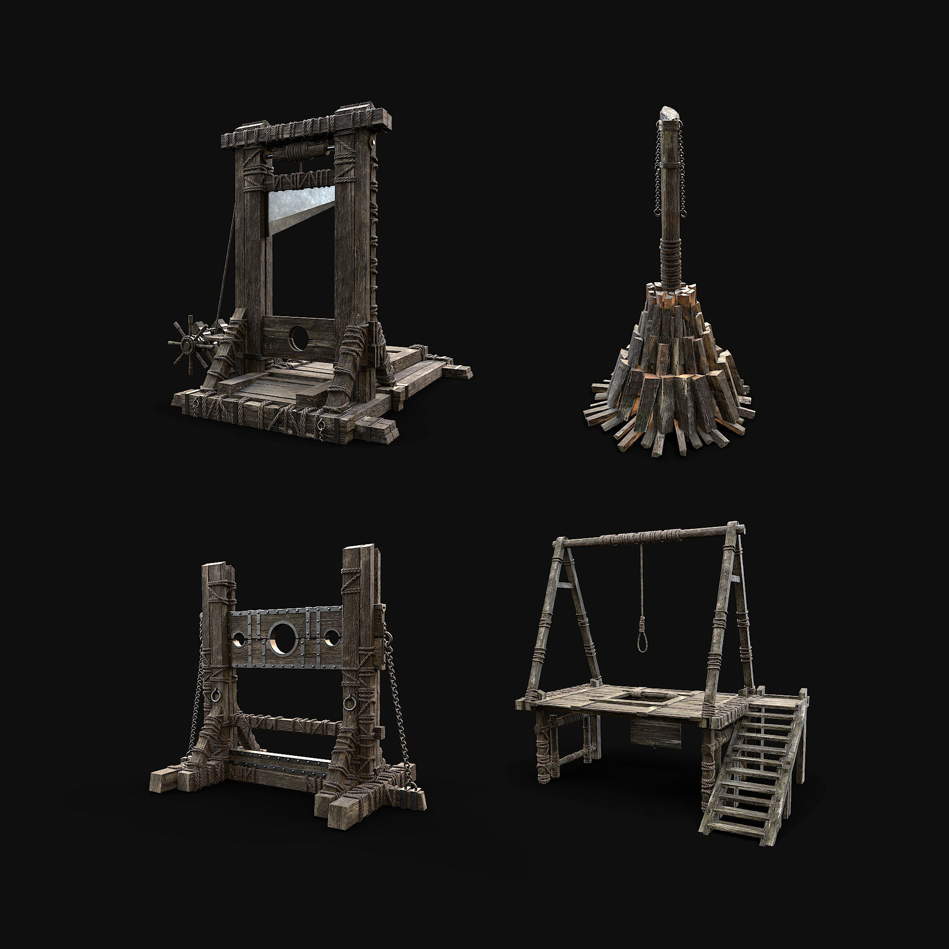 GREATEST MEDIEVAL BUILDER HOUSE INTERIOR WAR MACHINES PACK Low-poly 3D model_14