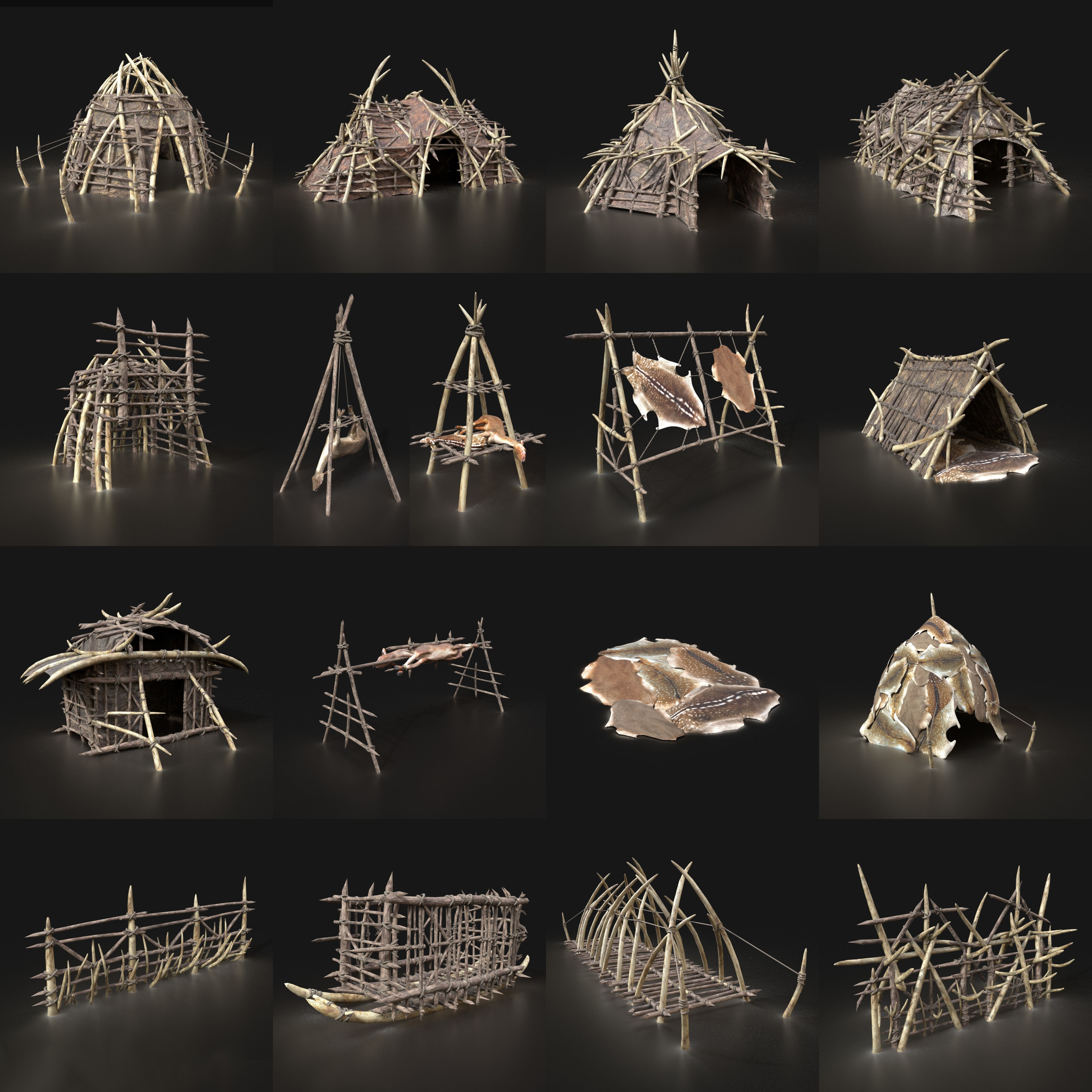 GREATEST MEDIEVAL BUILDER HOUSE INTERIOR WAR MACHINES PACK Low-poly 3D model_7