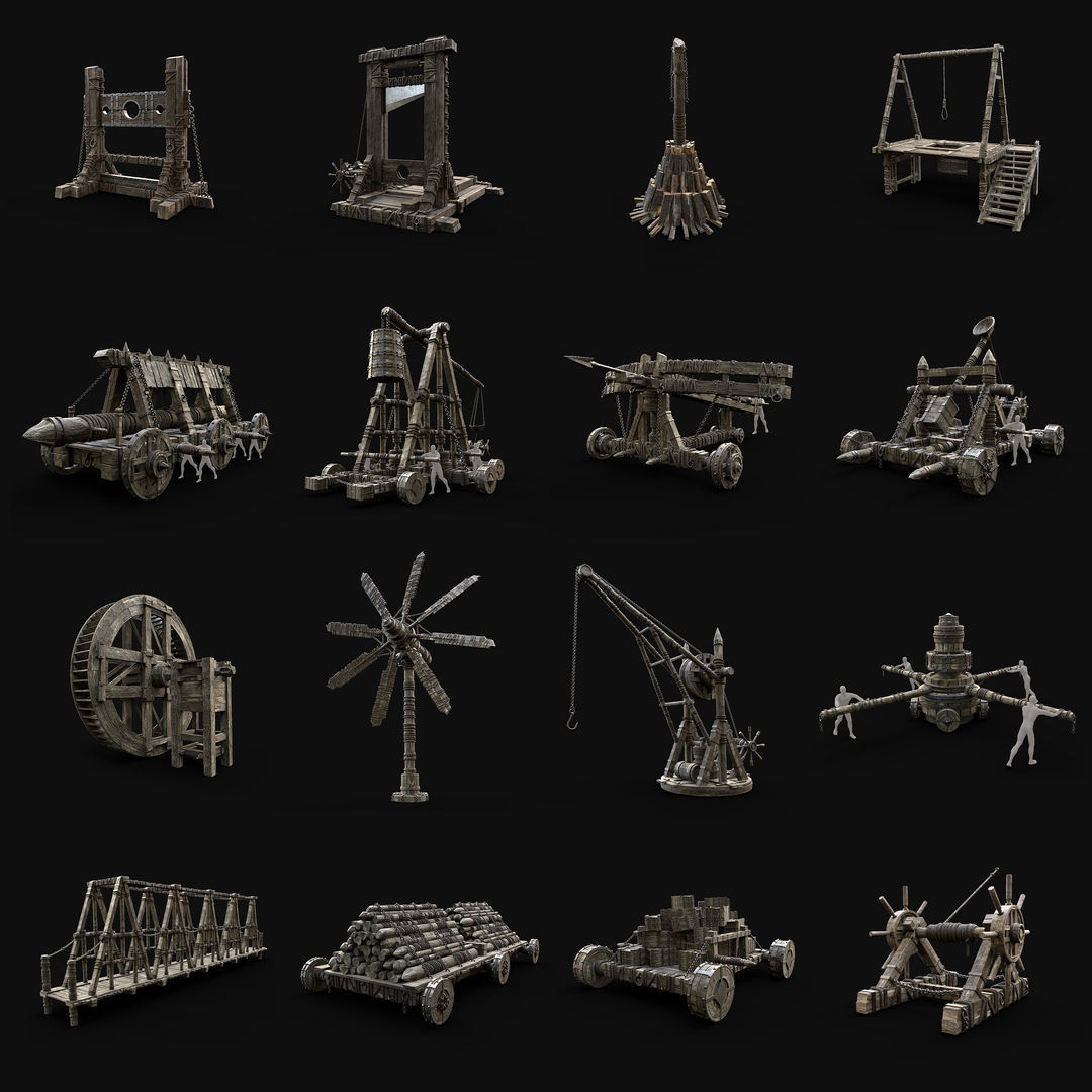 GREATEST MEDIEVAL BUILDER HOUSE INTERIOR WAR MACHINES PACK Low-poly 3D model_5