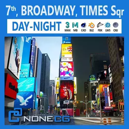 NYC Broadway 7th Av Times Square V2 3D model