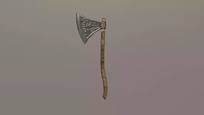 Runic Viking Axe Low-poly 3D model