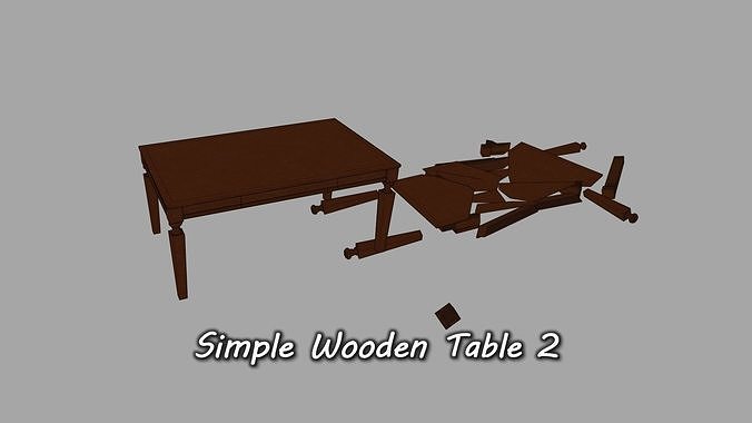 Simple Wooden Table 2 Low-poly 3D model