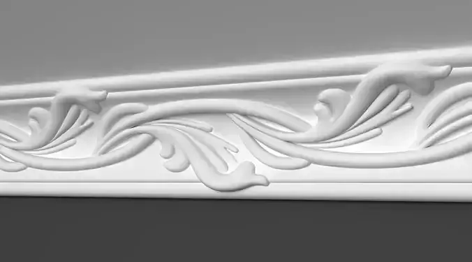 Cornice Moulding 3D Model with Floral Organic Elements
