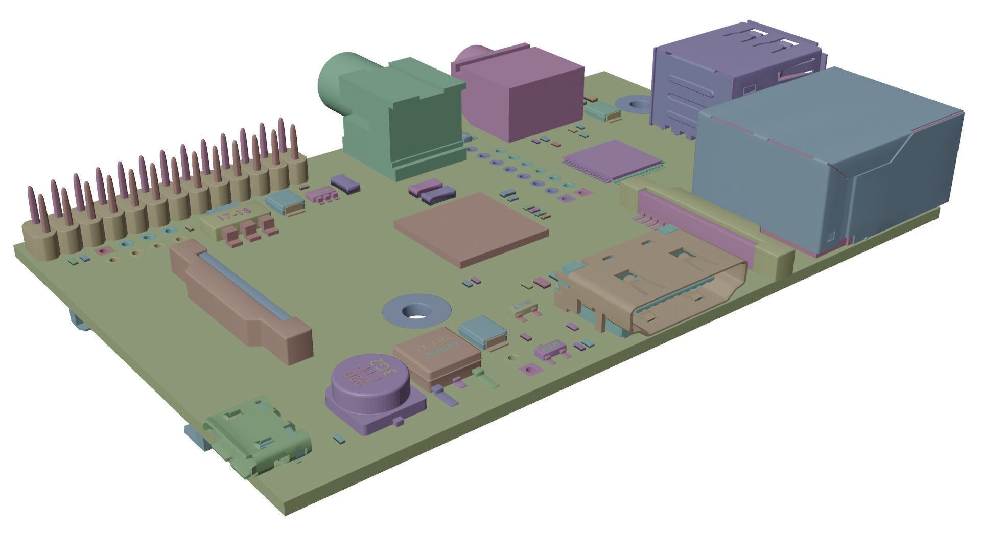 Raspberry Pi Type-A Low-poly 3D model_17