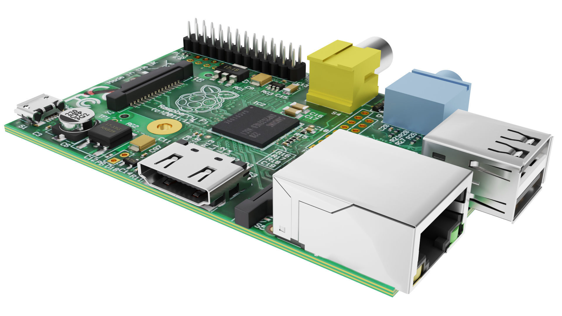 Raspberry Pi Type-A Low-poly 3D model_7