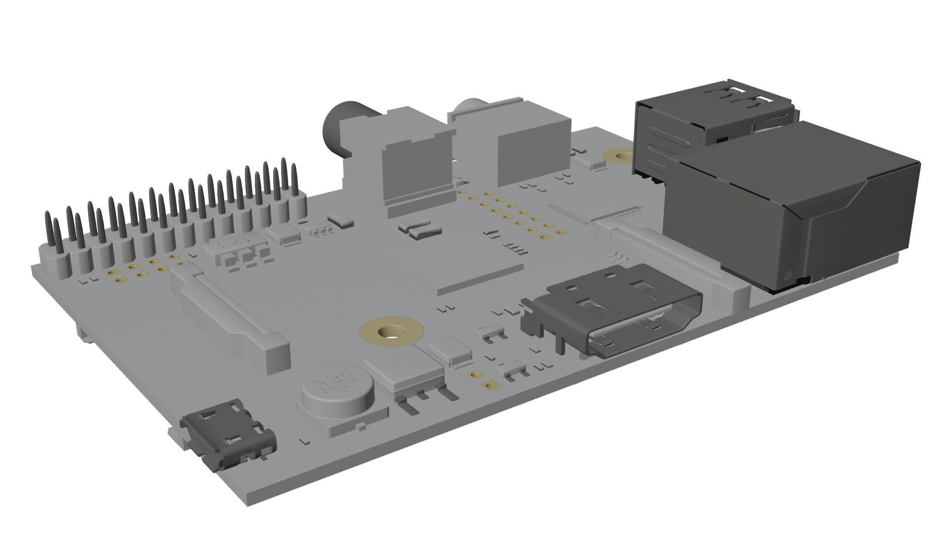 Raspberry Pi Type-A Low-poly 3D model_13