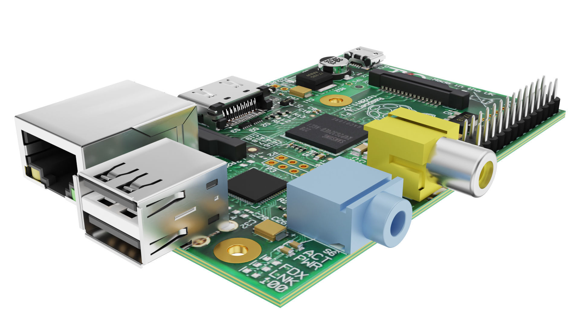 Raspberry Pi Type-A Low-poly 3D model_9