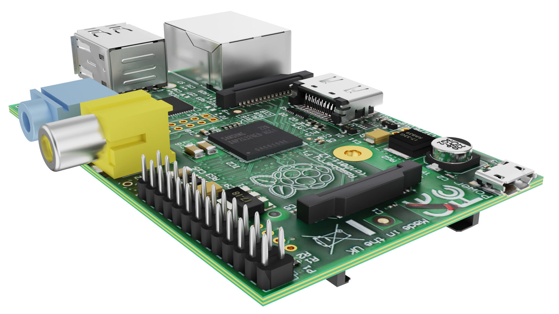 Raspberry Pi Type-A Low-poly 3D model_10