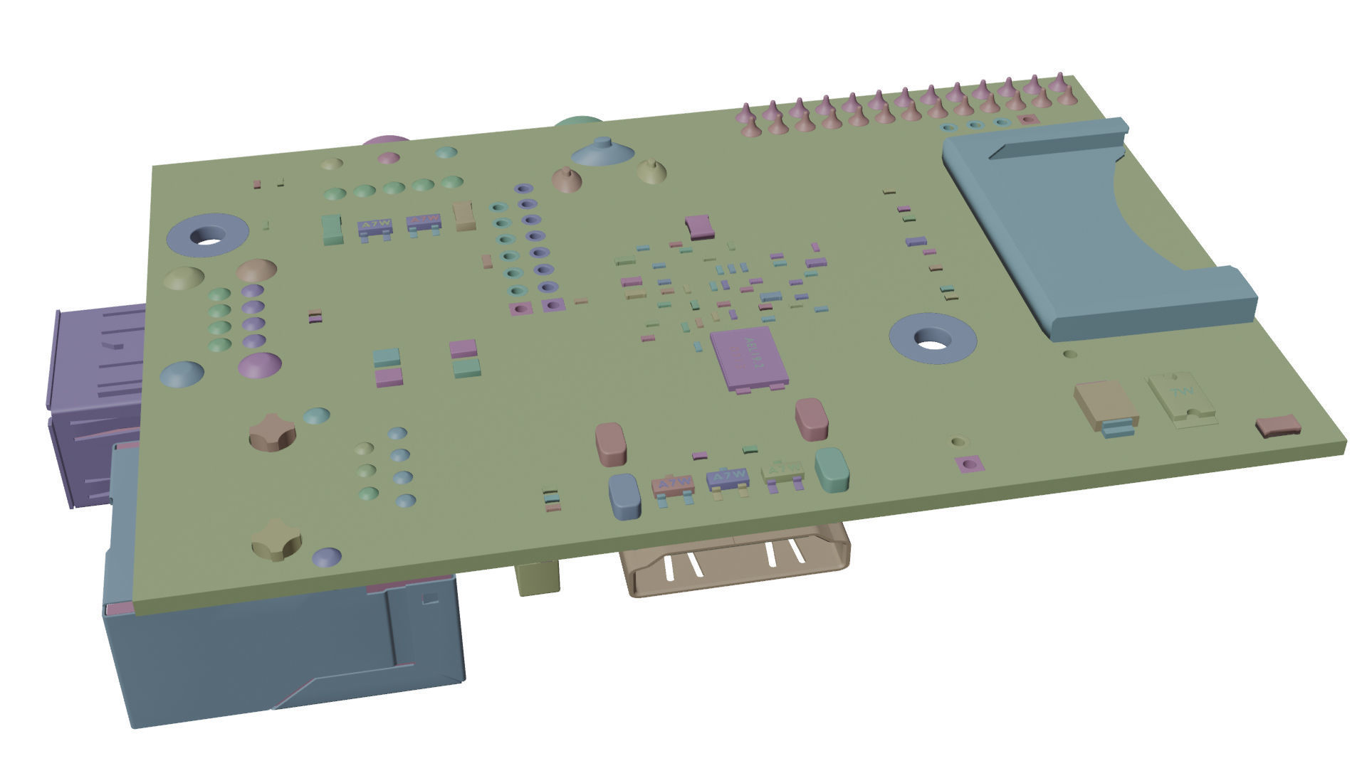 Raspberry Pi Type-A Low-poly 3D model_18