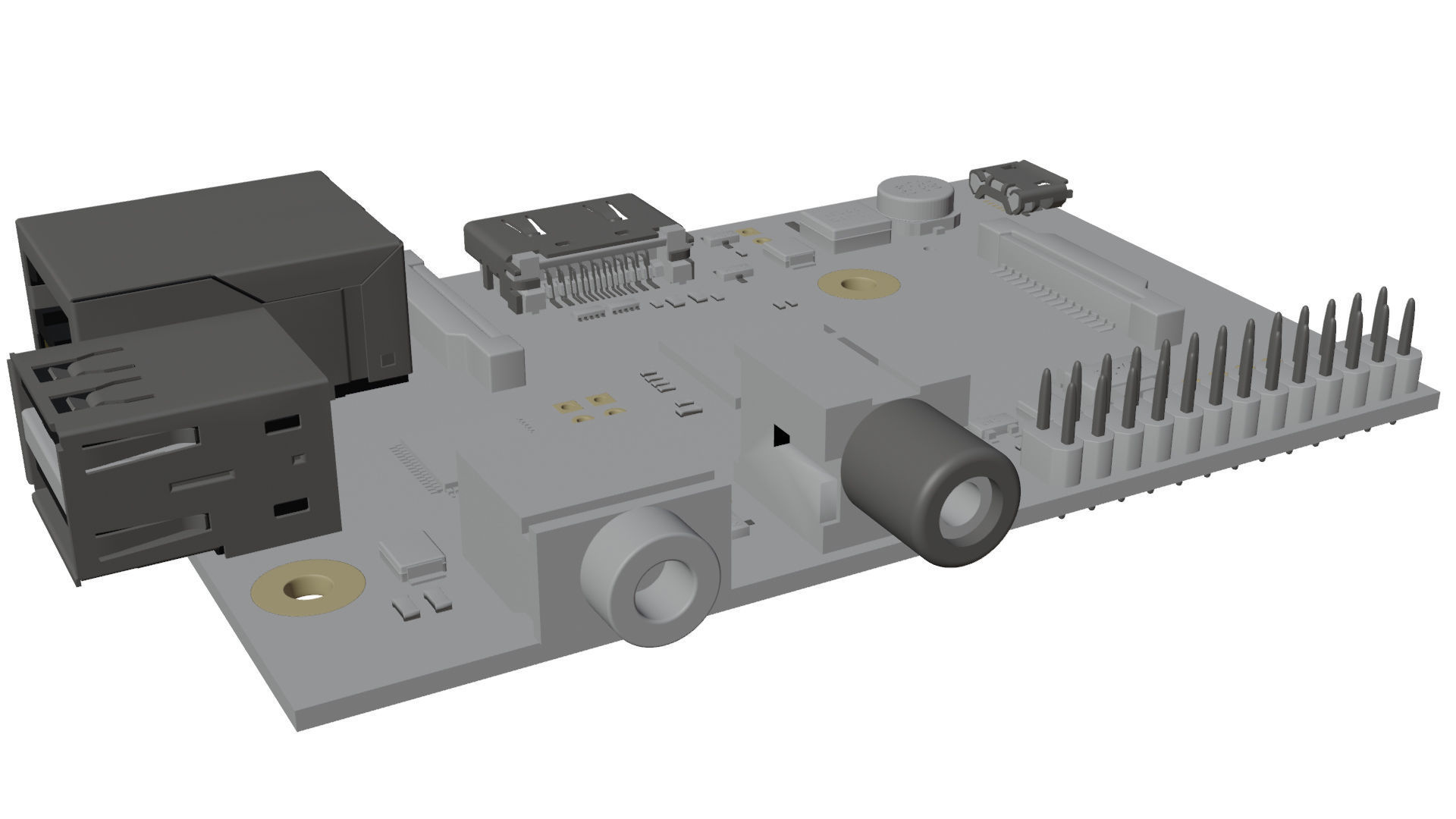 Raspberry Pi Type-A Low-poly 3D model_14