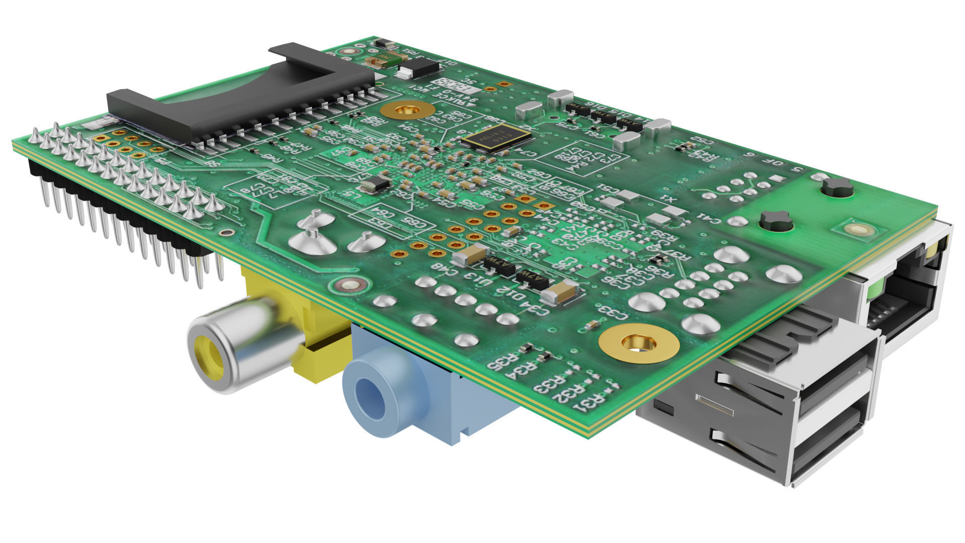Raspberry Pi Type-A Low-poly 3D model_1