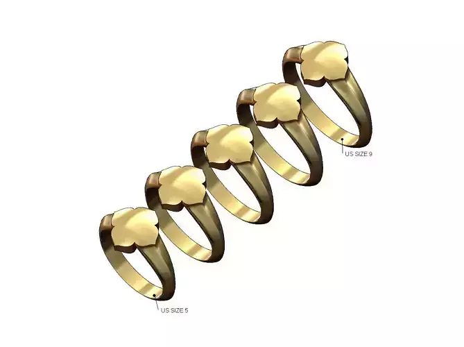 Domed ornamental shaped signet ring Us sizes 5to9