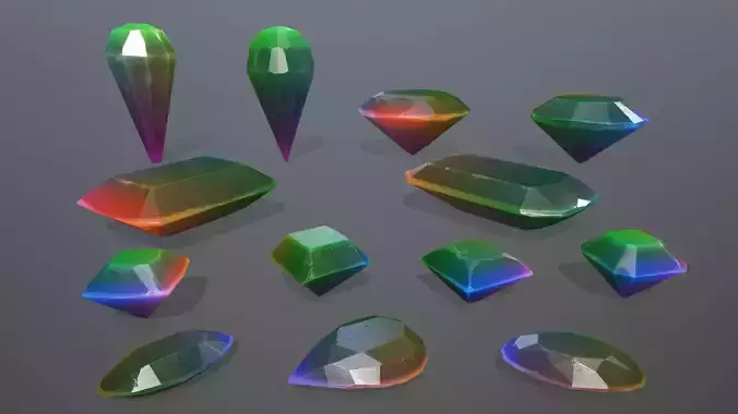 Gem Set of colored gems