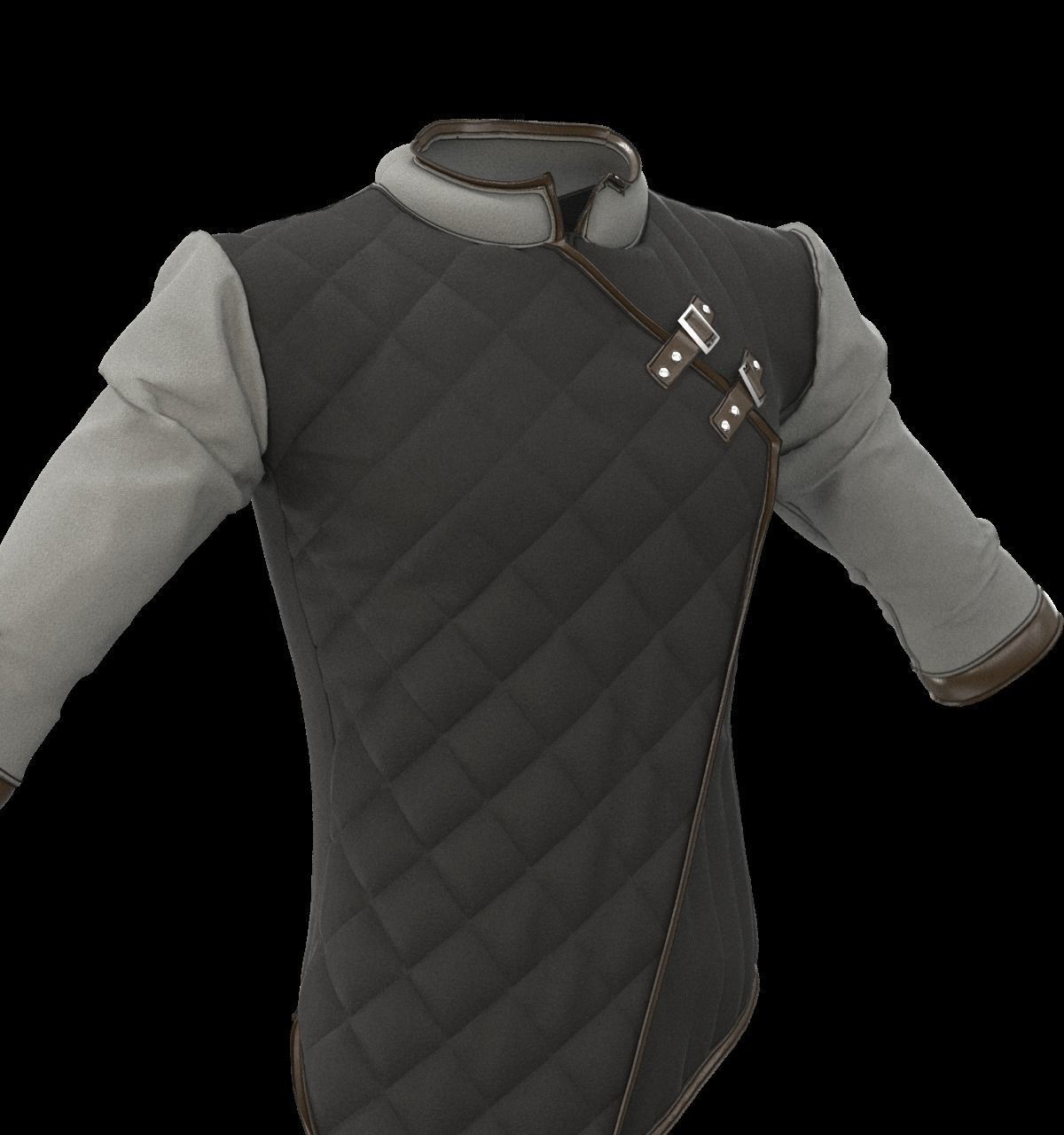 Medieval Cotton Padded Armor Gambeson 3D model_2