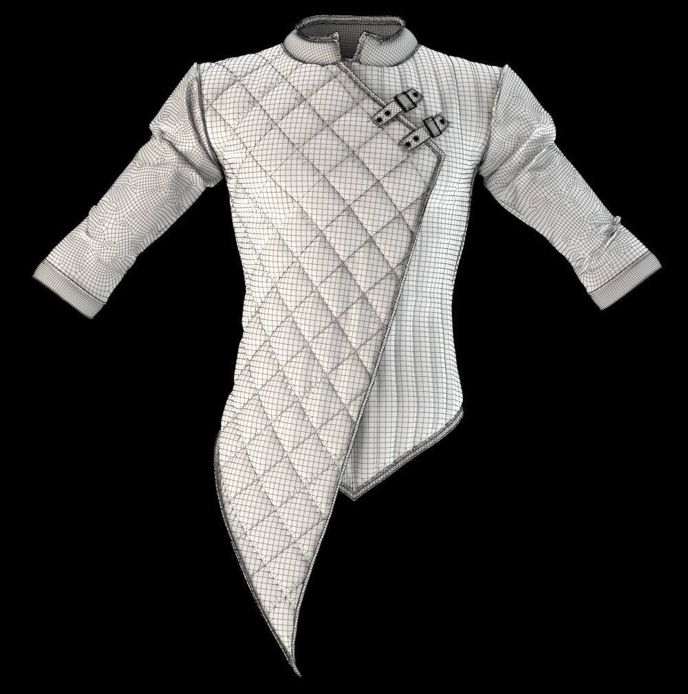 Medieval Cotton Padded Armor Gambeson 3D model_6