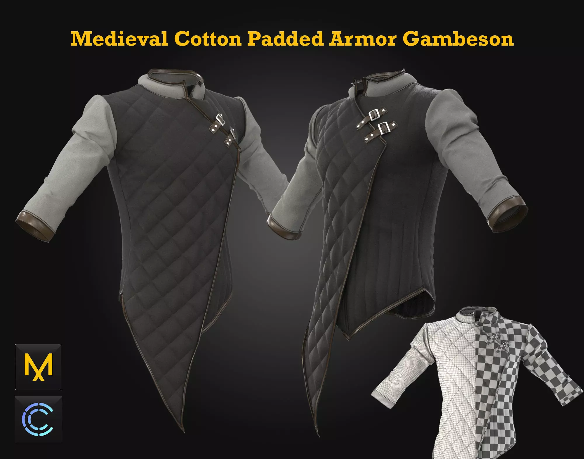 Medieval Cotton Padded Armor Gambeson 3D model_0