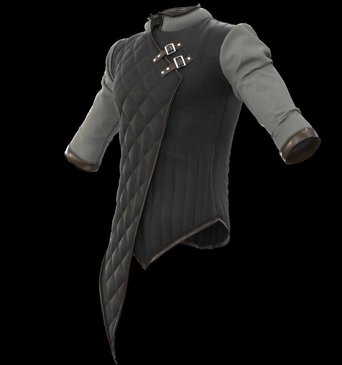 Medieval Cotton Padded Armor Gambeson 3D model_4