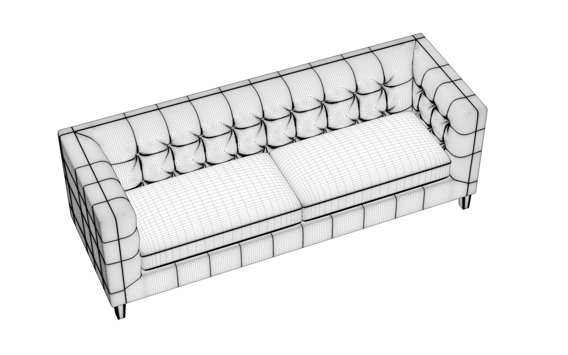 Modern Button Sofa Low-poly 3D model_7