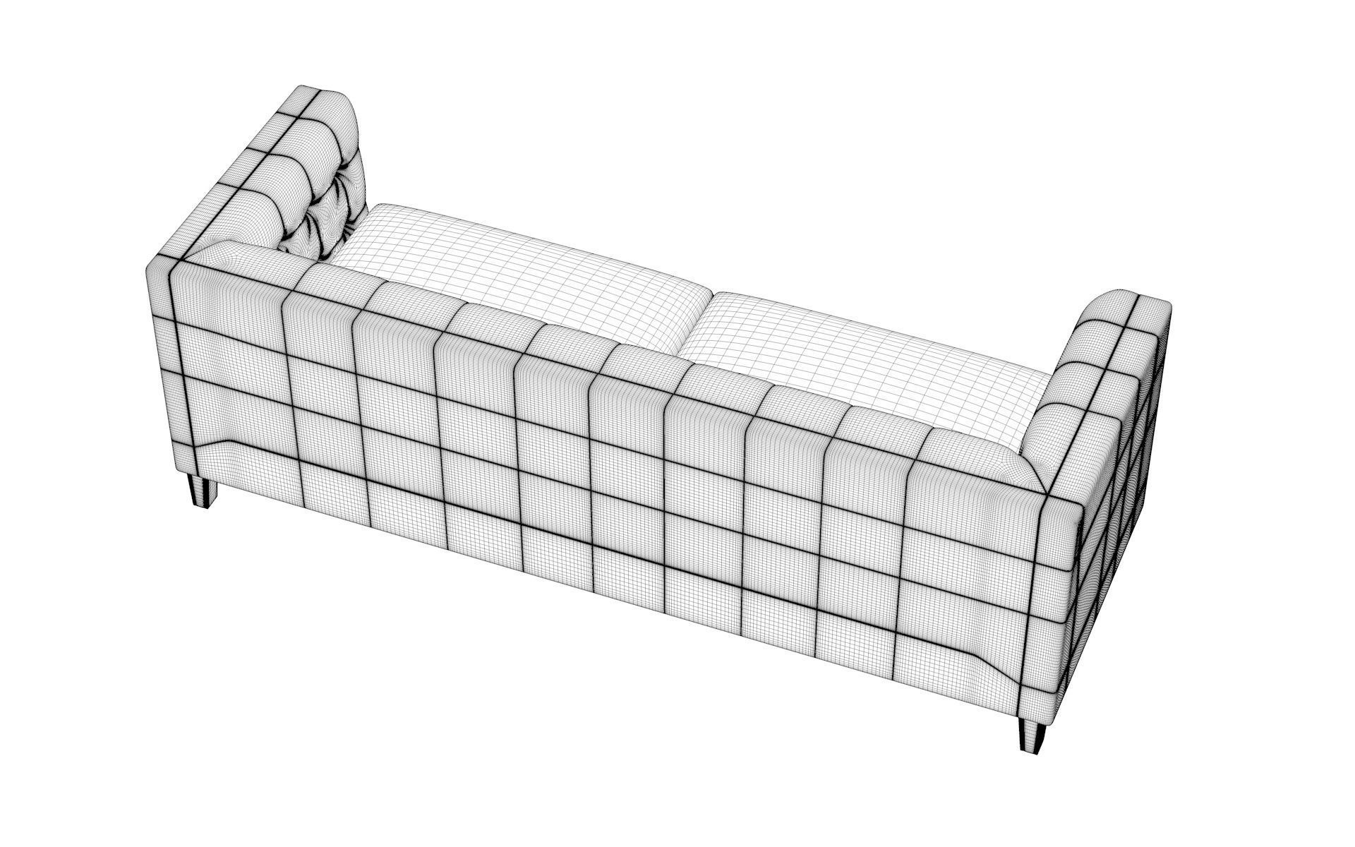 Modern Button Sofa Low-poly 3D model_8