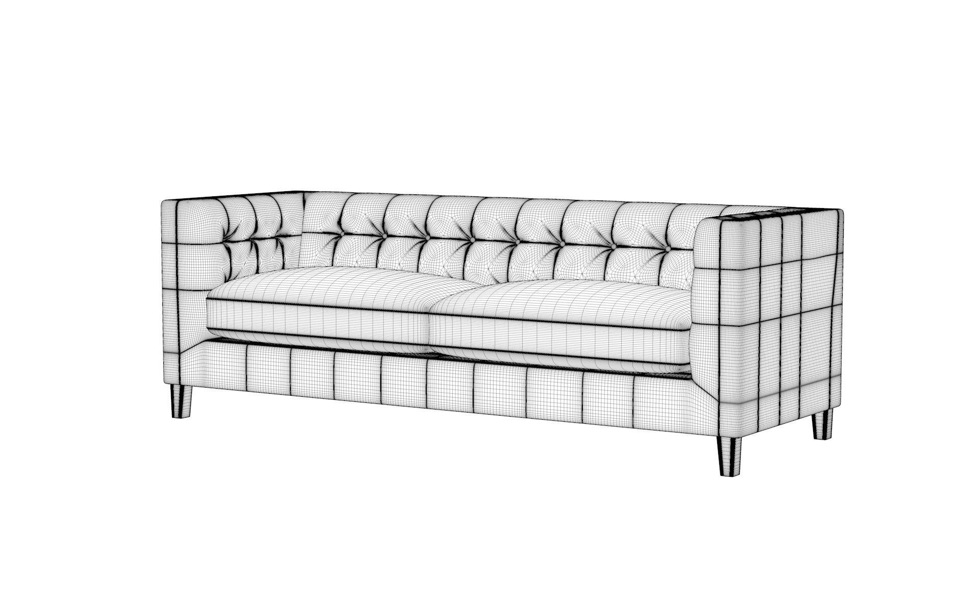 Modern Button Sofa Low-poly 3D model_6
