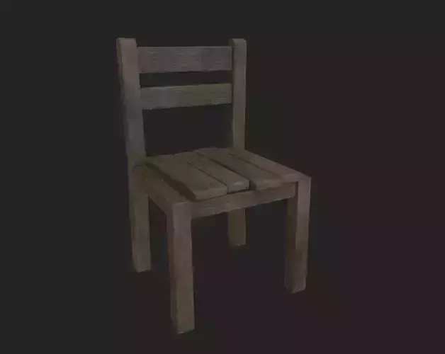 Low Poly Old Wooden Chair