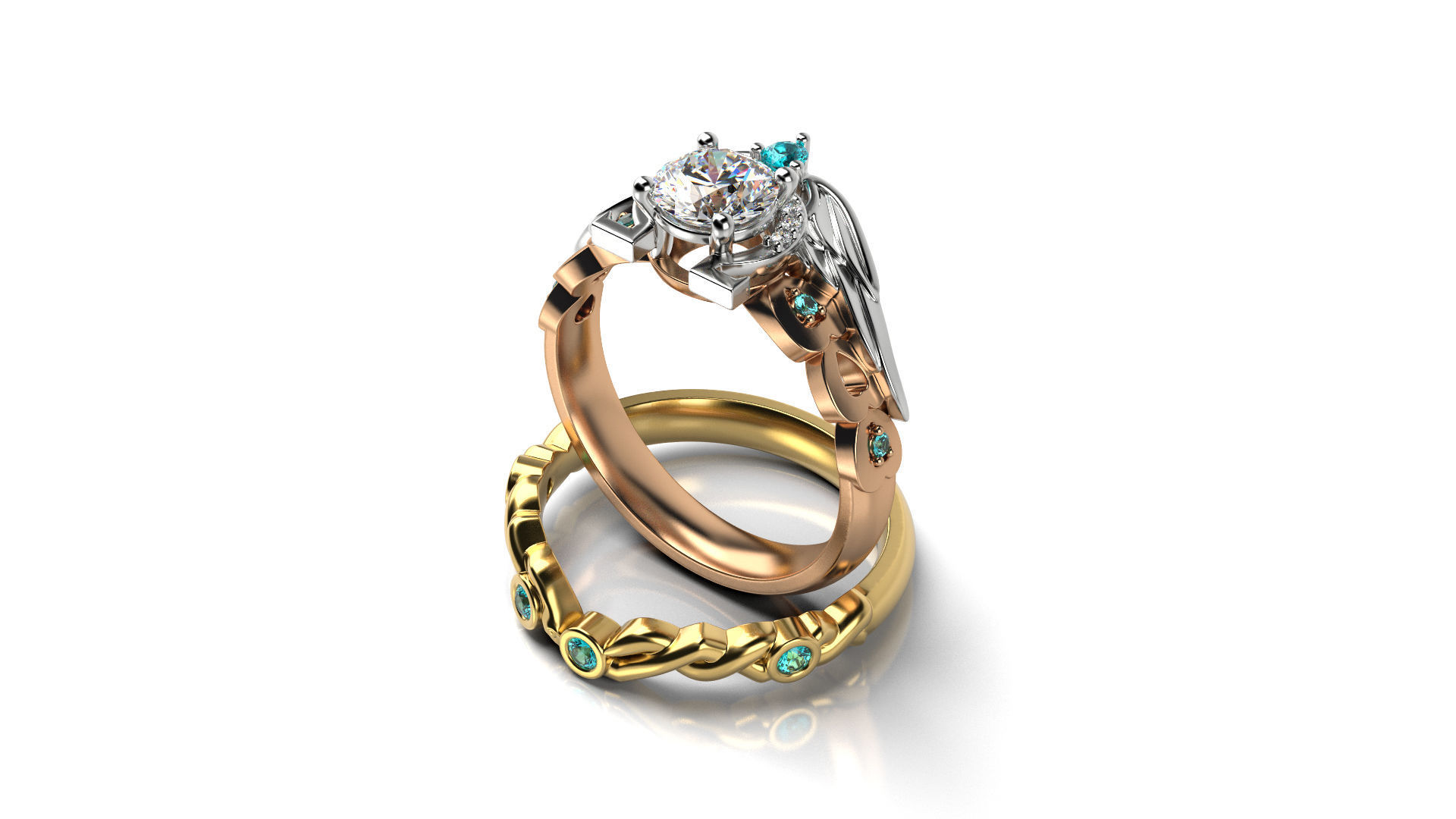 Wings and Omega Bridal set 3D print model_8