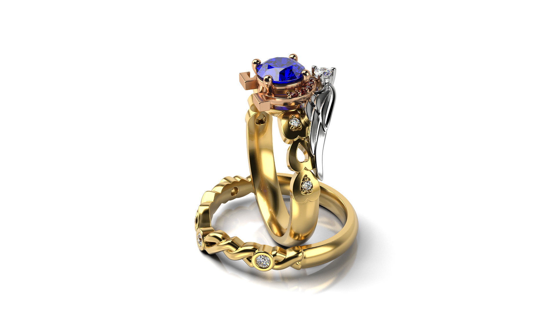 Wings and Omega Bridal set 3D print model_6