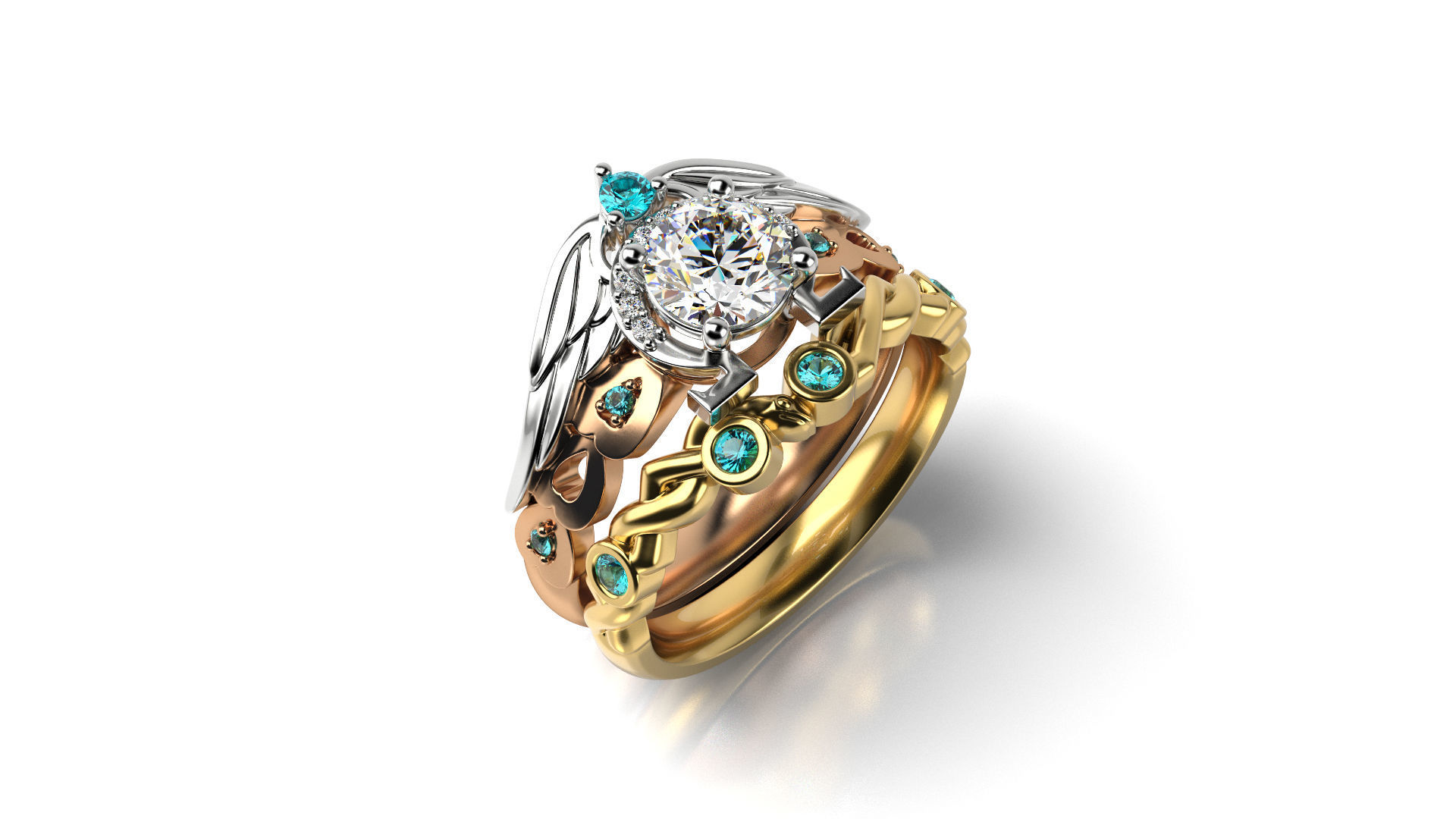 Wings and Omega Bridal set 3D print model_7