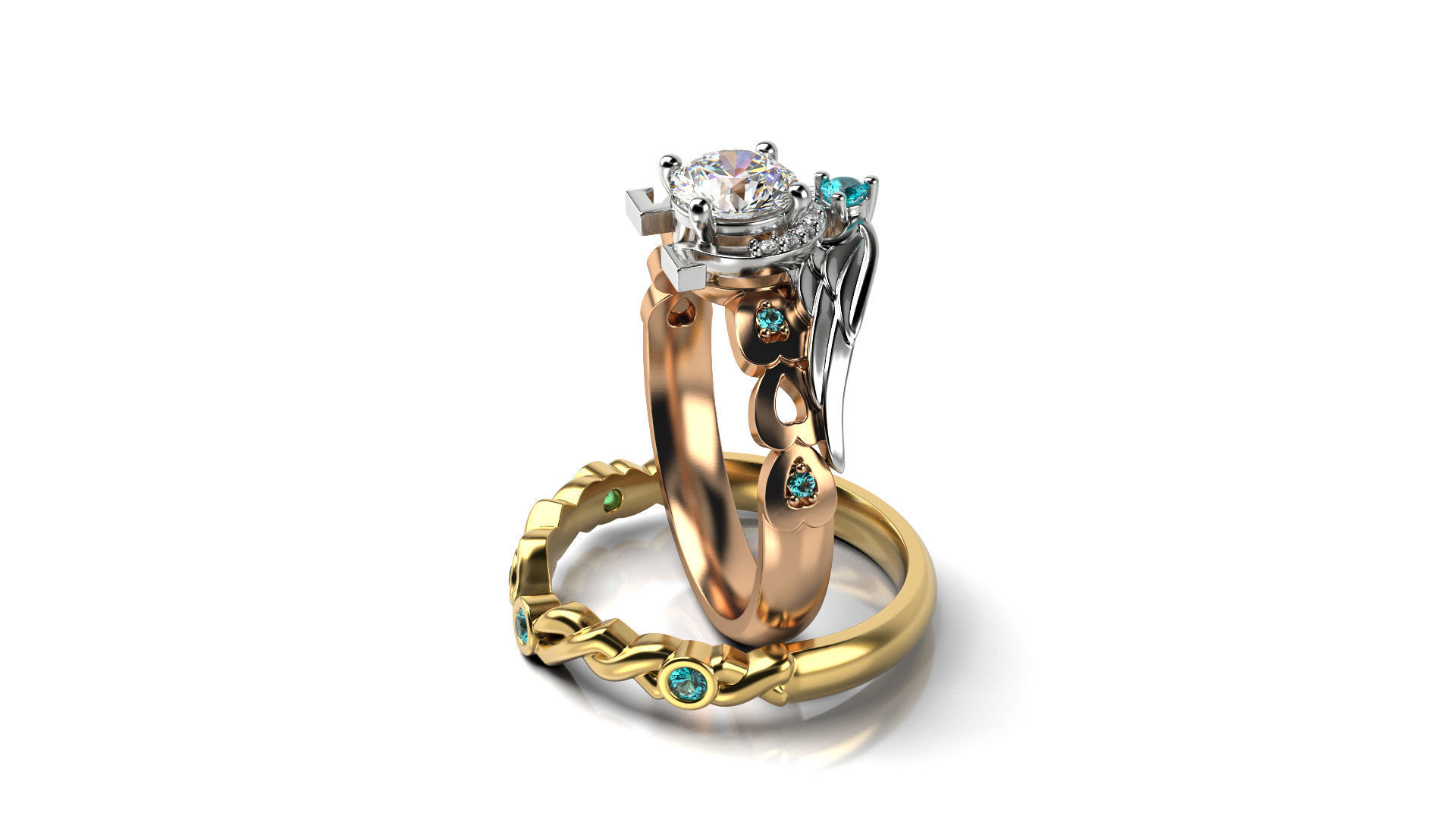 Wings and Omega Bridal set 3D print model_9