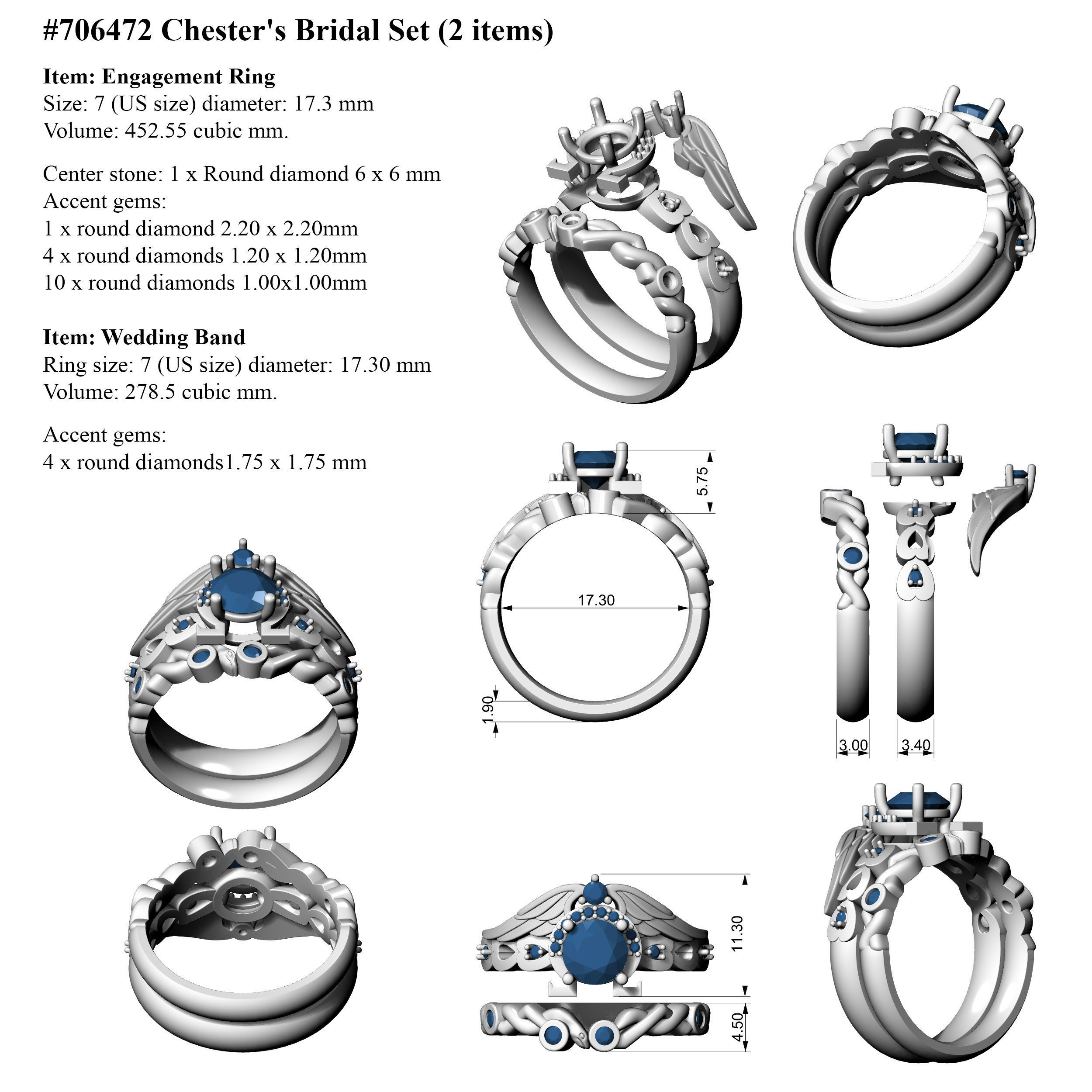 Wings and Omega Bridal set 3D print model_4