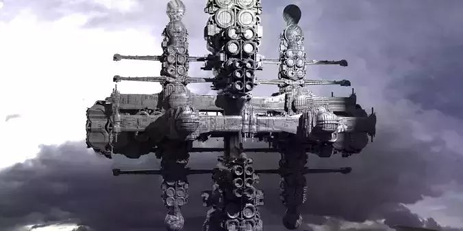 Alien Mayan satellite severance ship 2 designs 3D model