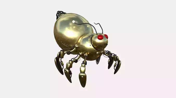 Cute Robot E08 Golden - SciFi Character Design Low-poly 3D model