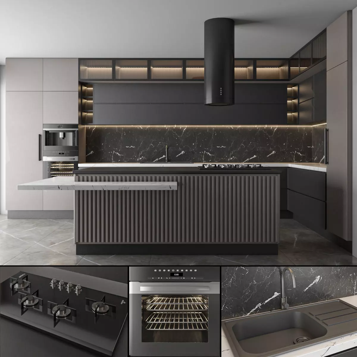 contemporary kitchen interior set 25 3D model_0