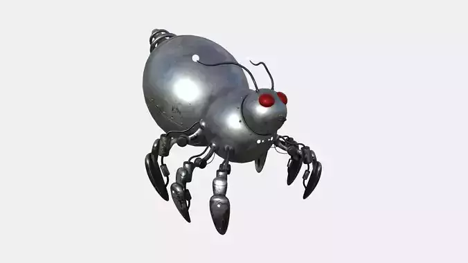 Cute Robot E10 Steel Dark - SciFi Character Design Low-poly 3D model
