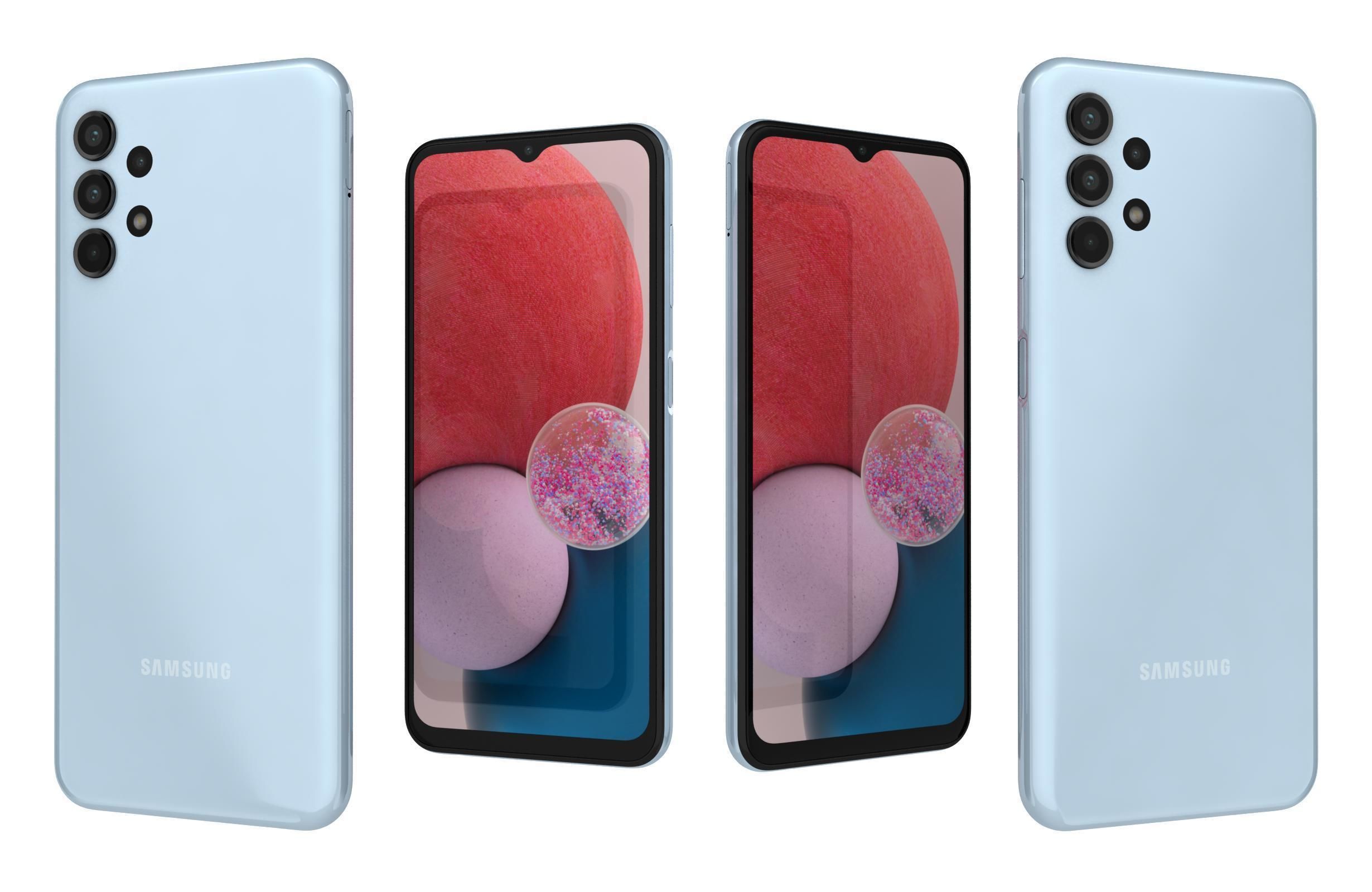 Samsung Galaxy A13 LTE Blue Low-poly 3D model_3