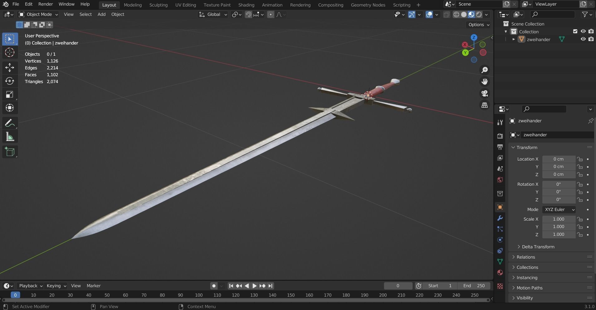 Zweihander Sword - Low Poly Low-poly 3D model_11
