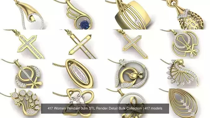 417 Women Pendant 3dm STL Render Detail Bulk Collection 