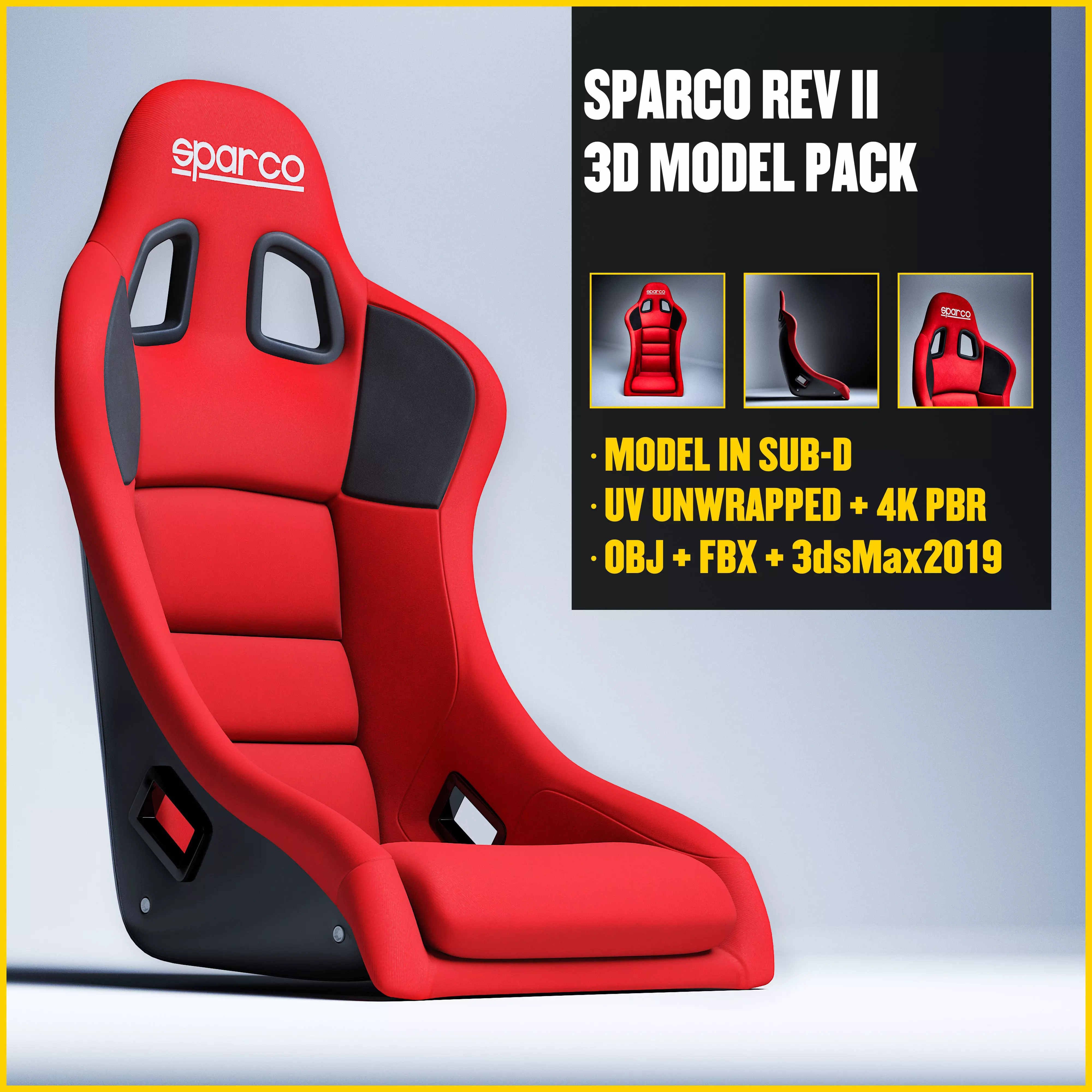 SPARCO REV II Low-poly 3D model_0