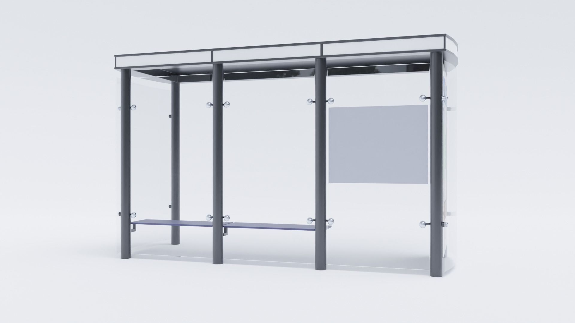 German Berlin Modern Bus Stop Shelter 3D model_3